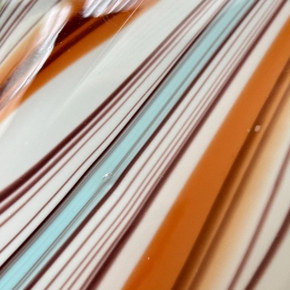 Murano Art Glass Vase Multicolor Bulbous Psychedelic Fluid Feather Striped Decor - Picture 13 of 16